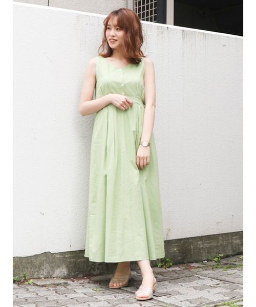 dazzlin（ダズリン）の「バックミニリボンロングワンピース（ワンピース・レディース・ブラウン/オフホワイト/グリーン・FREE）」の9枚目の写真