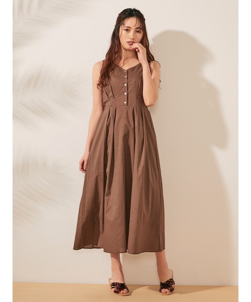 dazzlin（ダズリン）の「バックミニリボンロングワンピース（ワンピース・レディース・ブラウン/オフホワイト/グリーン・FREE）」の3枚目の写真