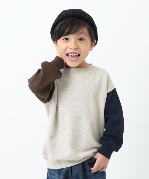 devirock(デビロック)の「BIGシルエットスウェットトレーナー(スウェット・キッズ・ライトブラウン/ダークブラウン/パープル系その他/ネイビー/スミクロ/ブラウン系その他/杢グレー・120cm/130cm/160cm/110cm/100cm/150cm/90cm/140cm/80cm)」の3枚目の写真