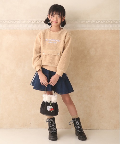 新作レディース*LV*フリル付 デニムスカート ロゴ入ジッパー JENNI love（ジェニィラブ）の「サイドラインデニムスカート