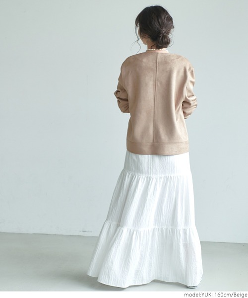 coca（coca）（コカ）の「フェイクスウェードノーカラージャケット（ノーカラージャケット・レディース・ベージュ/アイボリー・ONE SIZE）」の8枚目の写真