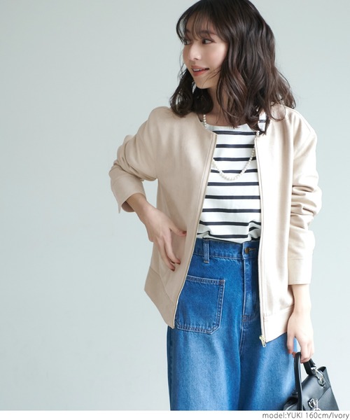 coca（coca）（コカ）の「フェイクスウェードノーカラージャケット（ノーカラージャケット・レディース・ベージュ/アイボリー・ONE SIZE）」の10枚目の写真
