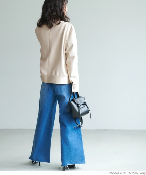 coca（coca）（コカ）の「フェイクスウェードノーカラージャケット（ノーカラージャケット・レディース・ベージュ/アイボリー・ONE SIZE）」の12枚目の写真