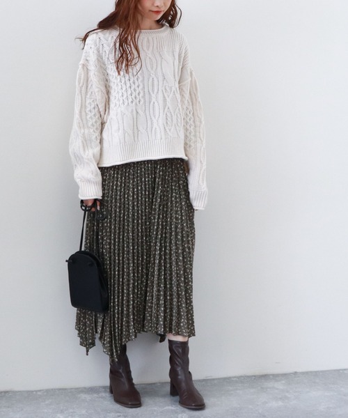 archives（アルシーヴ）の「フラワープリントイレヘムスカート（スカート・レディース・アイボリー/ブラウン/グリーン・MEDIUM）」の5枚目の写真