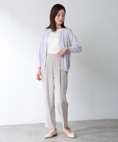 Honeys（ハニーズ）の「７分袖配色クルーカーデ（カーディガン/ボレロ・レディース・コーラルピンク/オフホワイト/ネイビー/ラベンダー/ベージュ・L/LL/M）」の17枚目の写真