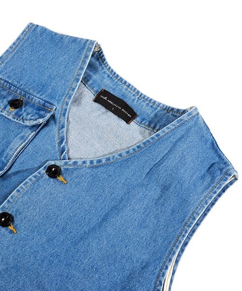 neos(ネオス)の「【neos -addictive design-】ルーズシルエット フラップポケット デニム ベスト(ベスト・メンズ・サックスブルー/ブルー・MEDIUM/LARGE/X-LARGE)」の6枚目の写真