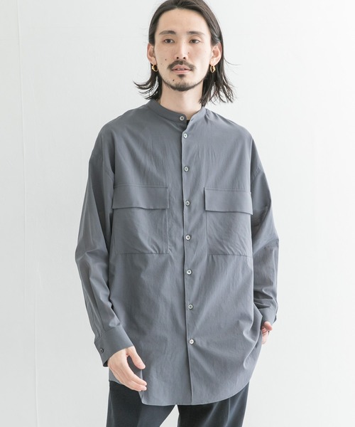 URBAN RESEARCH（アーバンリサーチ）の「COSEI シースルーバンドカラーSHIRTS（シャツ/ブラウス・メンズ・ベージュ/グレー・3/2/1）」の2枚目の写真