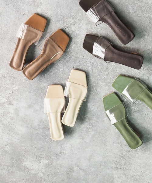 Riberry（リベリー）の「スクエアトゥクリアサンダル（サンダル・レディース・ベージュ/ブラウン/グリーン/アイボリー・MEDIUM/LARGE）」の20枚目の写真