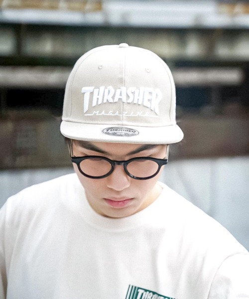 THRASHER（スラッシャー）の「MAG LOGO SNAP BACK CAP 平ツバ キャップ/スラッシャー帽子(キャップ）（キャップ・メンズ・ベージュ/ブラック/グレー/ホワイト×ブラック/ネイビー・FREE）」の11枚目の写真