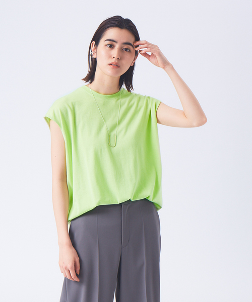 qualite（カリテ）の「リネンコットンカットソー（Tシャツ/カットソー・レディース・ライム/ホワイト/カーキ/ピンク/チャコールグレー・フリー）」の5枚目の写真