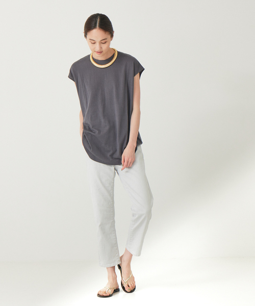 qualite（カリテ）の「リネンコットンカットソー（Tシャツ/カットソー・レディース・ライム/ホワイト/カーキ/ピンク/チャコールグレー・フリー）」の6枚目の写真