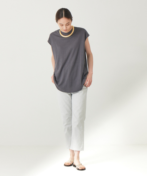 qualite（カリテ）の「リネンコットンカットソー（Tシャツ/カットソー・レディース・ライム/ホワイト/カーキ/ピンク/チャコールグレー・フリー）」の7枚目の写真