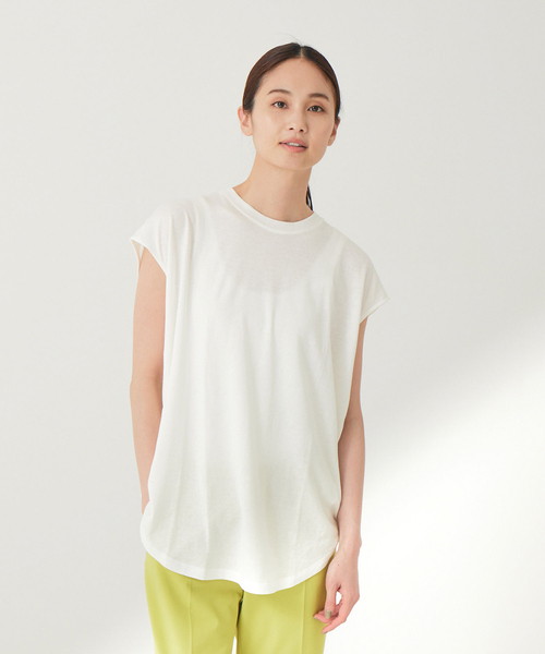 qualite（カリテ）の「リネンコットンカットソー（Tシャツ/カットソー・レディース・ライム/ホワイト/カーキ/ピンク/チャコールグレー・フリー）」の11枚目の写真