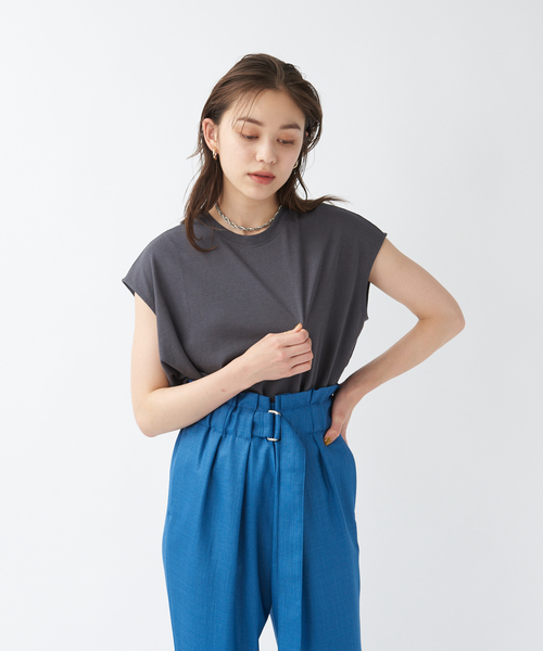 qualite（カリテ）の「リネンコットンカットソー（Tシャツ/カットソー・レディース・ライム/ホワイト/カーキ/ピンク/チャコールグレー・フリー）」の16枚目の写真