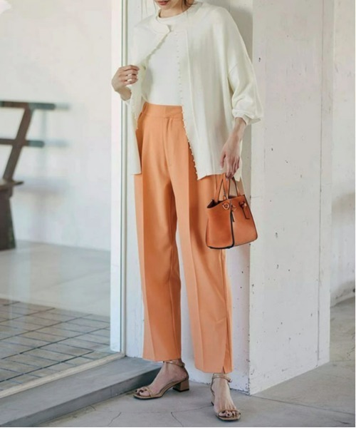 &. NOSTALGIA（アンドドットノスタルジア）の「サイドベンツ入りセンタープレスストレートパンツ（その他パンツ・レディース・ブラック/ピンク/オレンジ/ライトグリーン・FREE）」の15枚目の写真