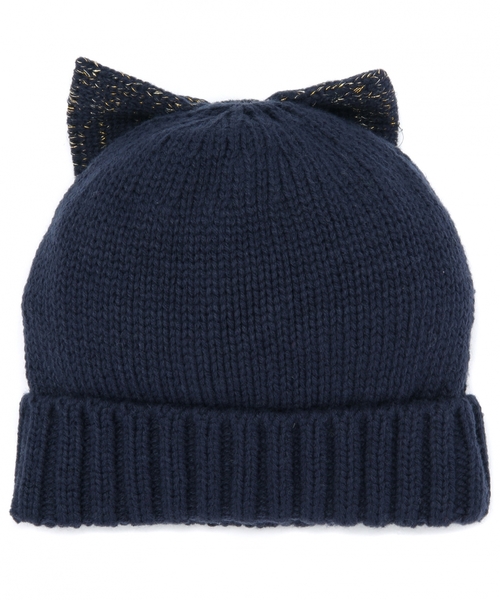 green label relaxing（グリーンレーベルリラクシング）の「【KIDS】GLRラメリボンニットボウ（ニットキャップ/ビーニー・キッズ・ホワイト/ネイビー・53cm）」の2枚目の写真