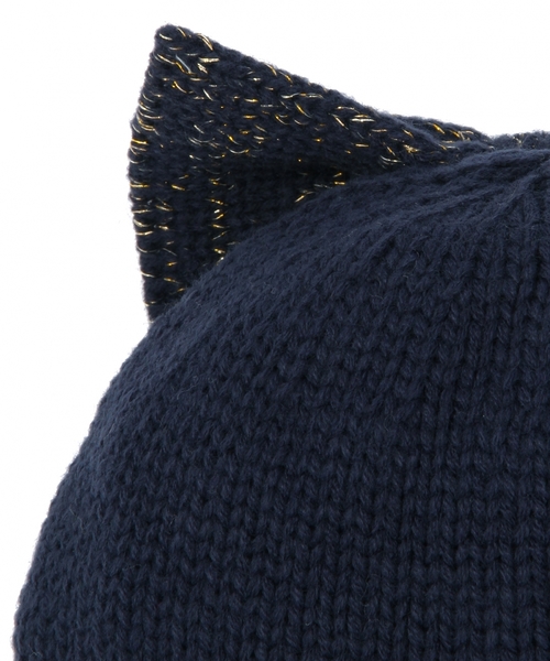 green label relaxing（グリーンレーベルリラクシング）の「【KIDS】GLRラメリボンニットボウ（ニットキャップ/ビーニー・キッズ・ホワイト/ネイビー・53cm）」の4枚目の写真