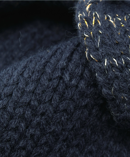 green label relaxing（グリーンレーベルリラクシング）の「【KIDS】GLRラメリボンニットボウ（ニットキャップ/ビーニー・キッズ・ホワイト/ネイビー・53cm）」の7枚目の写真