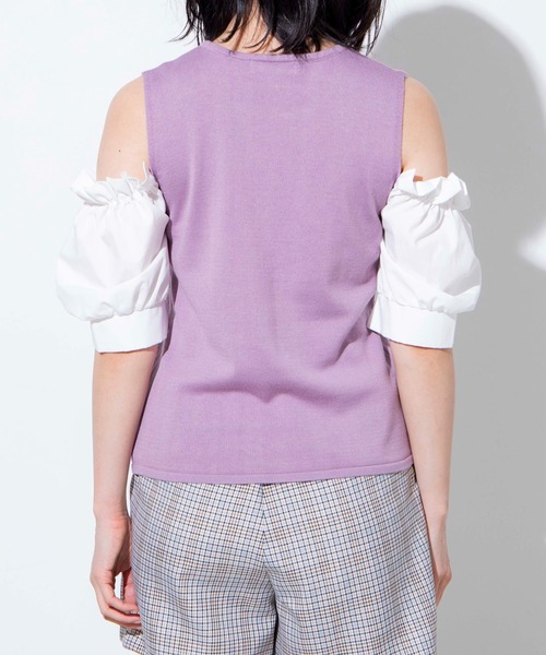 WEGO(ウィゴー)の「WEGO/パフスリーブオープンショルダープルオーバー(ニット/セーター・レディース・ホワイト/ブラック/ライトパープル・FREE)」の19枚目の写真