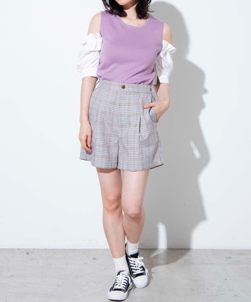 WEGO(ウィゴー)の「WEGO/パフスリーブオープンショルダープルオーバー(ニット/セーター・レディース・ホワイト/ブラック/ライトパープル・FREE)」の12枚目の写真