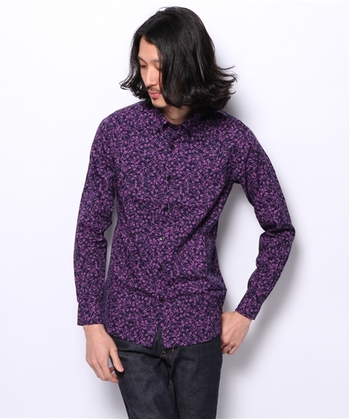 HYSTERIC GLAMOUR（ヒステリックグラマー）の「PIN総柄 ボタンダウンSH（シャツ/ブラウス・メンズ・ネイビー/ブラック系その他・MEDIUM/SMALL）」の2枚目の写真