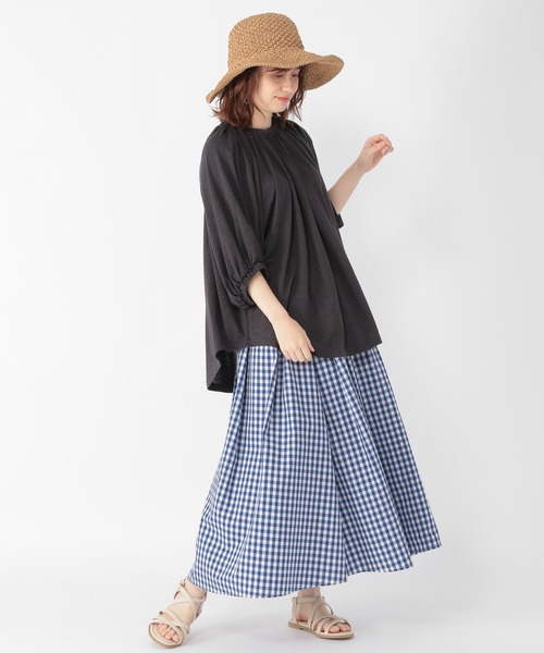 studio CLIP（スタディオクリップ）の「リネンレーヨンネックギャザープルオーバー（Tシャツ/カットソー・レディース・スモーク/ラベンダー/イエロー/アイボリー・FREE）」の14枚目の写真