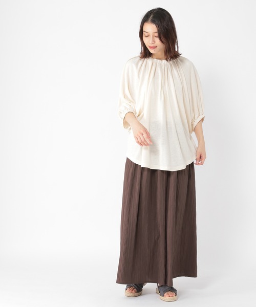 studio CLIP（スタディオクリップ）の「リネンレーヨンネックギャザープルオーバー（Tシャツ/カットソー・レディース・スモーク/ラベンダー/イエロー/アイボリー・FREE）」の10枚目の写真