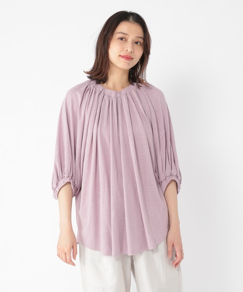 studio CLIP（スタディオクリップ）の「リネンレーヨンネックギャザープルオーバー（Tシャツ/カットソー・レディース・スモーク/ラベンダー/イエロー/アイボリー・FREE）」の18枚目の写真
