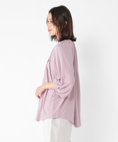 studio CLIP（スタディオクリップ）の「リネンレーヨンネックギャザープルオーバー（Tシャツ/カットソー・レディース・スモーク/ラベンダー/イエロー/アイボリー・FREE）」の16枚目の写真