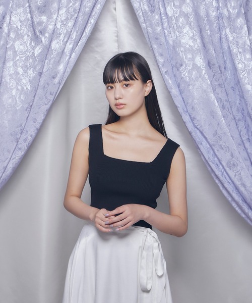 Romansual（ロマンシュアル）の「Romansual/スクエアネックニットタンクトップ（タンクトップ・レディース・ロイヤルブルー/ブラック・FREE）」の7枚目の写真