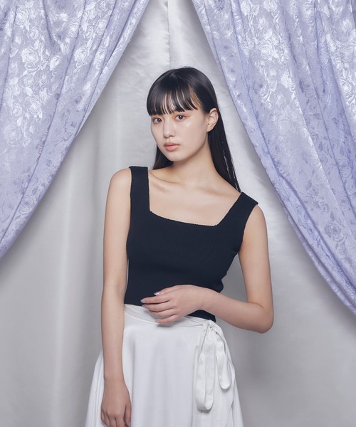 Romansual（ロマンシュアル）の「Romansual/スクエアネックニットタンクトップ（タンクトップ・レディース・ロイヤルブルー/ブラック・FREE）」の14枚目の写真