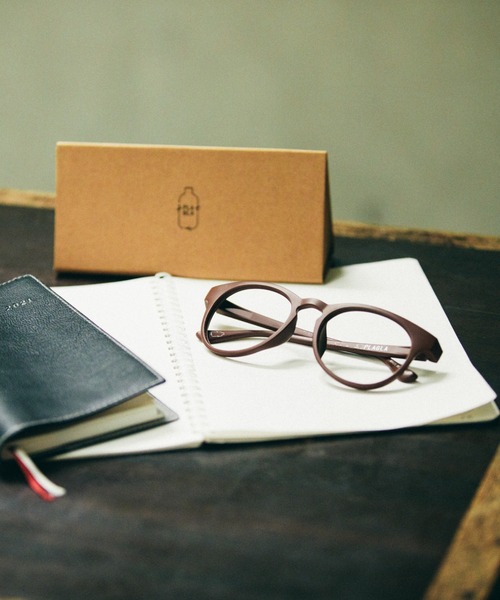 PLAGLA/プラグラ】ラウンド型メガネ 度なし 度あり ブラウン（メガネ