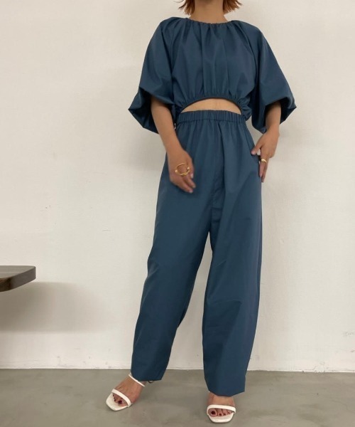 Solace（ソレイス）の「前後2WAYパフスリーブコンビネゾン（サロペット/オーバーオール・レディース・ブルー/ブラック・FREE）」の12枚目の写真