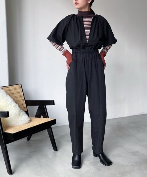 Solace（ソレイス）の「前後2WAYパフスリーブコンビネゾン（サロペット/オーバーオール・レディース・ブルー/ブラック・FREE）」の14枚目の写真