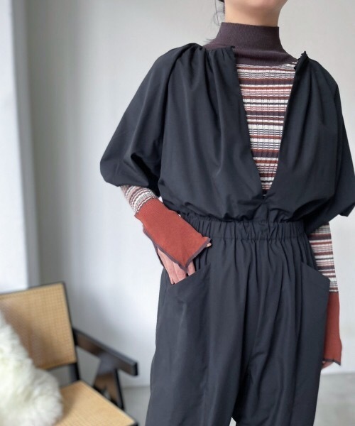 Solace（ソレイス）の「前後2WAYパフスリーブコンビネゾン（サロペット/オーバーオール・レディース・ブルー/ブラック・FREE）」の19枚目の写真