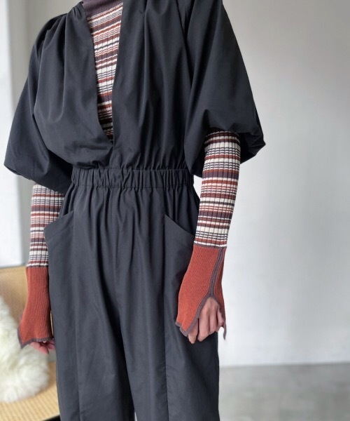 Solace（ソレイス）の「前後2WAYパフスリーブコンビネゾン（サロペット/オーバーオール・レディース・ブルー/ブラック・FREE）」の21枚目の写真