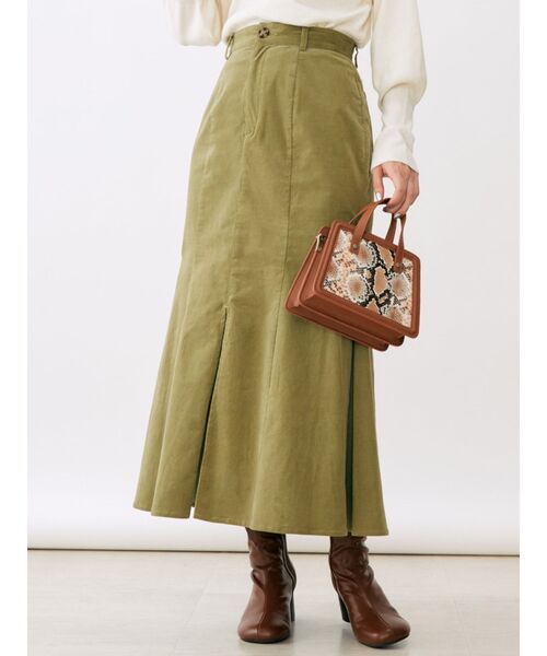 MURUA(ムルーア)の「コーデュロイタックマーメイドスカート(スカート・レディース・アイボリー/カーキ/その他1・1/2)」の3枚目の写真