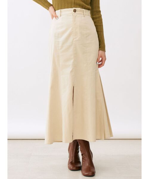 MURUA(ムルーア)の「コーデュロイタックマーメイドスカート(スカート・レディース・アイボリー/カーキ/その他1・1/2)」の2枚目の写真