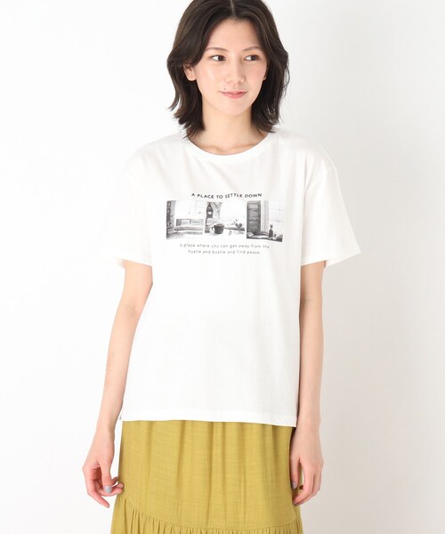 SHOO・LA・RUE（シューラルー）の「◆プリント半袖Tシャツ（Tシャツ/カットソー・レディース・ダークブラウン/ライトブルー/カーキ系/ピンク系6/ホワイト系/ホワイト系その他/チャコール/ホワイト系4/ブラック系1・02/03/04）」の10枚目の写真