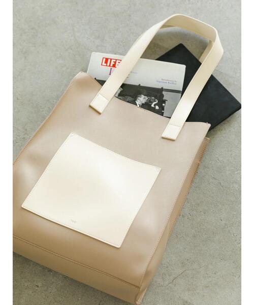 koe(コエ)の「フロントポケットスクエアトート*(トートバッグ・レディース・チャコールグレー/アイボリー/グレイッシュベージュ・FREE)」の8枚目の写真