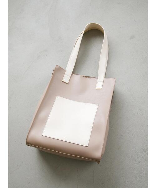 koe(コエ)の「フロントポケットスクエアトート*(トートバッグ・レディース・チャコールグレー/アイボリー/グレイッシュベージュ・FREE)」の11枚目の写真