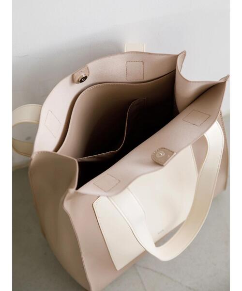 koe(コエ)の「フロントポケットスクエアトート*(トートバッグ・レディース・チャコールグレー/アイボリー/グレイッシュベージュ・FREE)」の15枚目の写真