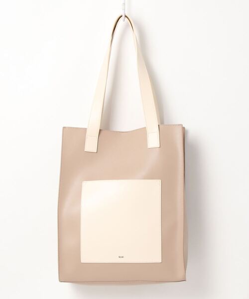koe(コエ)の「フロントポケットスクエアトート*(トートバッグ・レディース・チャコールグレー/アイボリー/グレイッシュベージュ・FREE)」の6枚目の写真