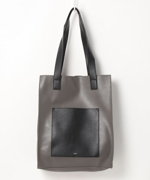 koe(コエ)の「フロントポケットスクエアトート*(トートバッグ・レディース・チャコールグレー/アイボリー/グレイッシュベージュ・FREE)」の10枚目の写真