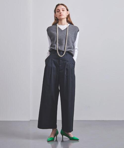 UNITED ARROWS(ユナイテッドアローズ)の「<UNITED ARROWS>C 2タック ワイドパンツ G(その他パンツ・レディース・ネイビー/オフホワイト・36/40/38)」の4枚目の写真