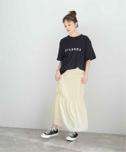 journal standard L'essage（ジャーナルスタンダードレサージュ）の「シャーリングティアードスカート（スカート・レディース・ブラック/ライトイエロー・FREE）」の20枚目の写真