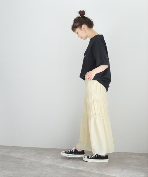 journal standard L'essage（ジャーナルスタンダードレサージュ）の「シャーリングティアードスカート（スカート・レディース・ブラック/ライトイエロー・FREE）」の15枚目の写真