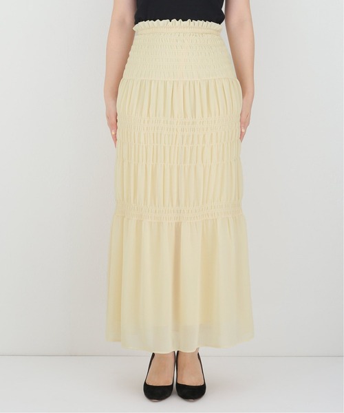 journal standard L'essage（ジャーナルスタンダードレサージュ）の「シャーリングティアードスカート（スカート・レディース・ブラック/ライトイエロー・FREE）」の8枚目の写真