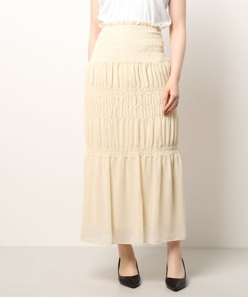 journal standard L'essage（ジャーナルスタンダードレサージュ）の「シャーリングティアードスカート（スカート・レディース・ブラック/ライトイエロー・FREE）」の22枚目の写真