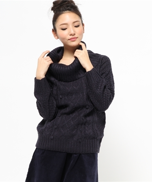 Every very nice claup（エブリィベリーナイスクラップ）の「つぶつぶ付オフタートル（ニット/セーター・レディース・アイボリー/ボルドー/ブルー系その他/ネイビー・FREE）」の2枚目の写真